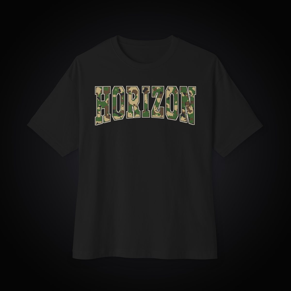 Horizon Prize Co. oversized camo logo tee